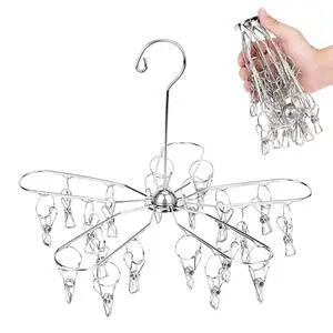 Foldable Clothes Drying Hanger Stainless Steel Underwear Drying Rack with 20 Clips, Laundry Sock Hangers for Hanging Bra, Lingerie, Hat, Scarf, Gloves, Diapers, Towels, Baby Clothes Foldable Clothes Drying Hanger Stainless Steel Underwear Drying Rack with 20 Clips, Laundry Sock Hangers for Hanging Bra, Lingerie, Hat, Scarf, Gloves, Diapers, Towels, Baby Clothes
