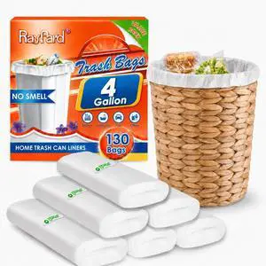 4 Gallon Trash Bags, 130 Count, Clear Small Bathroom Garbage Bags 4 Gallon Trash Bags, 130 Count, Clear Small Bathroom Garbage Bags