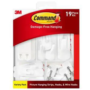 Variety Pack, Including 10 Pairs of Picture Hanging Strips, 6 Wire Hooks and 8 Utility Hooks for Hanging Christmas Decorations, Damage Free Hanging Up to 19 Items with Command Strips, 1 Kit Variety Pack, Including 10 Pairs of Picture Hanging Strips, 6 Wire Hooks and 8 Utility Hooks for Hanging Christmas Decorations, Damage Free Hanging Up to 19 Items with Command Strips, 1 Kit