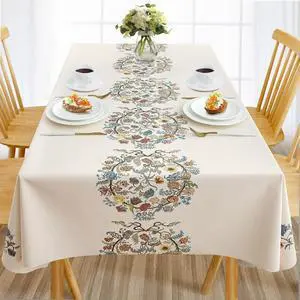 Waterproof Vinyl Tablecloths, Heavy Duty Oil Proof Spill Proof Plastic Table Cloth, Wipe Clean PVC Table Cover for Spring Indoor and Outdoor Use (Embroidery Flower, 54×108, Rectangle) Waterproof Vinyl Tablecloths, Heavy Duty Oil Proof Spill Proof Plastic Table Cloth, Wipe Clean PVC Table Cover for Spring Indoor and Outdoor Use (Embroidery Flower, 54×108, Rectangle)