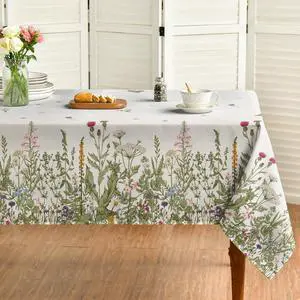 Spring Summer Tablecloth 60x84 Inch Rectangular, Wild Flowers Floral Table Cover for Party Picnic Dinner Decor Spring Summer Tablecloth 60x84 Inch Rectangular, Wild Flowers Floral Table Cover for Party Picnic Dinner Decor