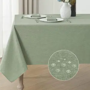 Rectangle Tablecloth Waterproof Linen Textured Table Cloth Stain and Wrinkle Resistant Washable, Decorative Fabric Table Cover for Dining, Party and Camping (Sage Green, 52 * 70) Rectangle Tablecloth Waterproof Linen Textured Table Cloth Stain and Wrinkle Resistant Washable, Decorative Fabric Table Cover for Dining, Party and Camping (Sage Green, 52 * 70)