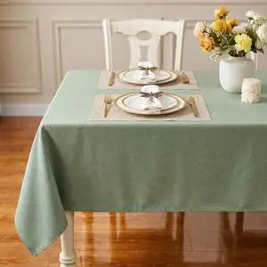 Textured Linen Table Cloth for Rectangle Tables - Sage Green Tablecloths Rectangular Waterproof Wrinkle Free Wipeable Dining Table Cover for Spring Wedding Birthday Kitchen Decor, 52 x 70 Inch Textured Linen Table Cloth for Rectangle Tables - Sage Green Tablecloths Rectangular Waterproof Wrinkle Free Wipeable Dining Table Cover for Spring Wedding Birthday Kitchen Decor, 52 x 70 Inch
