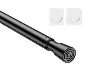 1Pack Spring Tension Curtain Rod 26-39 inch Black Adjustable Spring Rod Extendable Tension Rod For Kitchen, Bathroom, Window, Bookshelf, Closet 1Pack Spring Tension Curtain Rod 26-39 inch Black Adjustable Spring Rod Extendable Tension Rod For Kitchen, Bathroom, Window, Bookshelf, Closet