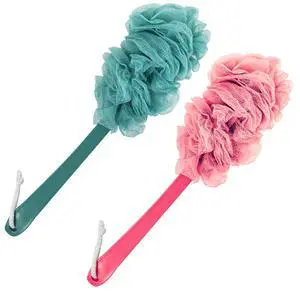 Back Scrubber for Shower, Loofah Sponge Brush Exfoliating Body, Long Handle Scrub Brush for Shower with Loofah on a Stick for Back Use, Bathing Accessories Body Brushes (2Pack) Back Scrubber for Shower, Loofah Sponge Brush Exfoliating Body, Long Handle Scrub Brush for Shower with Loofah on a Stick for Back Use, Bathing Accessories Body Brushes (2Pack)
