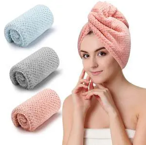 3 PCS Microfiber Hair Towel, Hair Wraps for Women Wet Hair, Fast Drying Hair Turban, Anti Frizz Head Towels Wrap for Curly Hair (Grey, Pink, Blue) 3 PCS Microfiber Hair Towel, Hair Wraps for Women Wet Hair, Fast Drying Hair Turban, Anti Frizz Head Towels Wrap for Curly Hair (Grey, Pink, Blue)