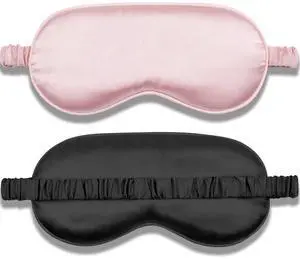 Sleep Mask Set of 2, Adjustable Silk Eye Mask for Sleeping, Soft Sleeping Eye Shade Cover for Women, Good for Blocking Light, Reducing Puffiness, Enhancing Sleep Quality (Blush Pink & Black) Sleep Mask Set of 2, Adjustable Silk Eye Mask for Sleeping, Soft Sleeping Eye Shade Cover for Women, Good for Blocking Light, Reducing Puffiness, Enhancing Sleep Quality (Blush Pink & Black)