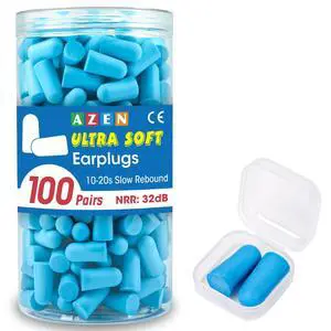 100 Pairs Ear Plugs Bulk, NRR 32dB Soft Foam Ear Plugs for Sleeping Noise Cancelling, Earplugs for Concerts Shooting Swimming Noise Reduction (Lake Blue) 100 Pairs Ear Plugs Bulk, NRR 32dB Soft Foam Ear Plugs for Sleeping Noise Cancelling, Earplugs for Concerts Shooting Swimming Noise Reduction (Lake Blue)