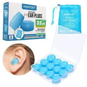 Ear Plugs for Sleeping - Vegpoet Reusable Moldable Silicone Earplugs Noise Cancelling Reduction for Concerts, Swimming, Shooting, Snoring, Airplane, Musicians, Motorcycle, 12 Pack Ear Plugs for Sleeping - Vegpoet Reusable Moldable Silicone Earplugs Noise Cancelling Reduction for Concerts, Swimming, Shooting, Snoring, Airplane, Musicians, Motorcycle, 12 Pack