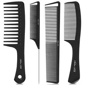 4PCS Professional Comb Set, Wide Tooth Rat Tail Fine Tooth Hair Combs, Braiding Cutting Barber Styling Curly Parting Set for Men and Women 4PCS Professional Comb Set, Wide Tooth Rat Tail Fine Tooth Hair Combs, Braiding Cutting Barber Styling Curly Parting Set for Men and Women