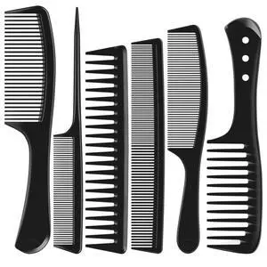 6 PCS Hair Comb Set Black, Durable Wide and Fine Tooth Rat Tail Hair Barber Comb for Women & Man, Professional Combs for Wet Curly Natural Hair Detangling Parting Teasing Styling & Cutting 6 PCS Hair Comb Set Black, Durable Wide and Fine Tooth Rat Tail Hair Barber Comb for Women & Man, Professional Combs for Wet Curly Natural Hair Detangling Parting Teasing Styling & Cutting