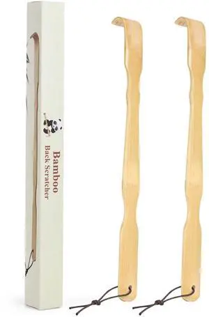2 Pack Wooden Bamboo Back Scratcher, 17 Inch Long Handle Back Scratchers for Adults Men Women, with Beautiful Gift Packaging 2 Pack Wooden Bamboo Back Scratcher, 17 Inch Long Handle Back Scratchers for Adults Men Women, with Beautiful Gift Packaging