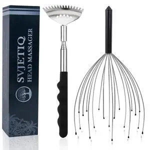 Head Massager Back Scratcher, 20 Fingers Head Scratcher Scalp Massager & Back Scratcher for Men Women, Christmas Gift Stocking Stuffers for Deep Relaxation, Hair Stimulation Head Massager Back Scratcher, 20 Fingers Head Scratcher Scalp Massager & Back Scratcher for Men Women, Christmas Gift Stocking Stuffers for Deep Relaxation, Hair Stimulation