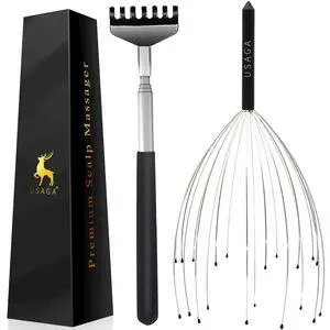 20 Fingers Head Massager Scalp Massager Head Scratcher Extendable Back Scratcher, Stocking Stuffers Gift for Scalp Body Relaxing (Black) 20 Fingers Head Massager Scalp Massager Head Scratcher Extendable Back Scratcher, Stocking Stuffers Gift for Scalp Body Relaxing (Black)