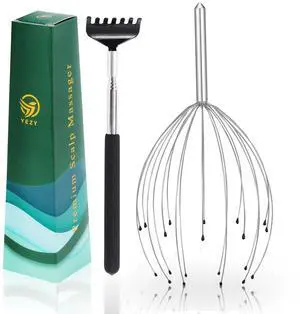 Head Massager 20 Fingers Head Scratcher Scalp Massager, Back Scratcher, Stocking Stuffers for Scalp Massage Back Massage (Silvery) Head Massager 20 Fingers Head Scratcher Scalp Massager, Back Scratcher, Stocking Stuffers for Scalp Massage Back Massage (Silvery)