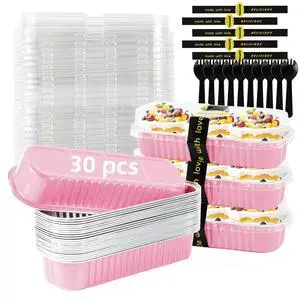 Mini Loaf Pans with Lids and Spoons Sealing Sticker,6.8oz Cake Pans for Baking Disposable Aluminum Foil Pink/Red cake pan (30, Pink) Mini Loaf Pans with Lids and Spoons Sealing Sticker,6.8oz Cake Pans for Baking Disposable Aluminum Foil Pink/Red cake pan (30, Pink)
