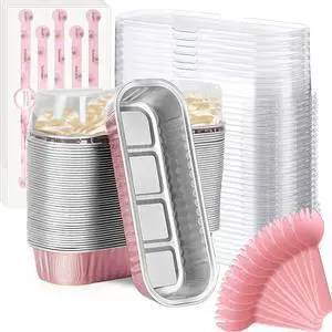 Mini Loaf Baking Pans with Lids and Spoons (50 Pack, 6.8oz) Rectangle Aluminum Foil Baking Pans Tins Containers - Cupcake Containers Wrappers Cheesecake Creme Brulee Ramekins Mini Loaf Baking Pans with Lids and Spoons (50 Pack, 6.8oz) Rectangle Aluminum Foil Baking Pans Tins Containers - Cupcake Containers Wrappers Cheesecake Creme Brulee Ramekins