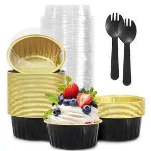 Graduation Party 50Pcs Mini Aluminum Foil Cupcake,5oz Baking Cups with Lids,Mini Cake Pans Disposable,Loaf Pans with Lids,Disposable Ramekins,Tin Cups Containers for Cupcake,Pudding,Muffin (50, Black) Graduation Party 50Pcs Mini Aluminum Foil Cupcake,5oz Baking Cups with Lids,Mini Cake Pans Disposable,Loaf Pans with Lids,Disposable Ramekins,Tin Cups Containers for Cupcake,Pudding,Muffin (50, Black)