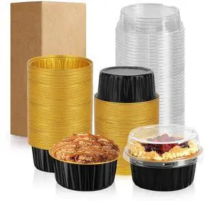 60 Pack 5 OZ Round Mini Cake Pans with Lids, Disposable Aluminum Foil Baking Pans with Lids, Mini Cake Containers for Birthday Party, Wedding, Baby Shower, Holiday Celebration 60 Pack 5 OZ Round Mini Cake Pans with Lids, Disposable Aluminum Foil Baking Pans with Lids, Mini Cake Containers for Birthday Party, Wedding, Baby Shower, Holiday Celebration