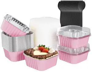 25 Pack Square Mini Cake Pans with Lids,Mini Loaf Pans with Lids,Aluminum Foil Baking Cups,Disposable Ramekins Cupcake Cups,Dessert Cups for Wedding Birthday Party Picnics,5oz (Pink) 25 Pack Square Mini Cake Pans with Lids,Mini Loaf Pans with Lids,Aluminum Foil Baking Cups,Disposable Ramekins Cupcake Cups,Dessert Cups for Wedding Birthday Party Picnics,5oz (Pink)