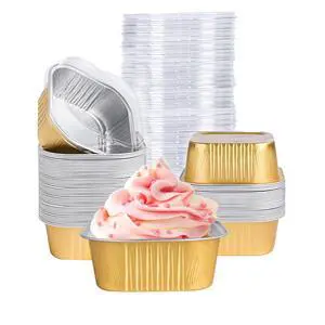 40 Pack Mini Cake Pans with Lids, 5oz Square Aluminum Foil Brownie Baking Cups, Muffin Tin Ramekins, Disposable Dessert Cupcake Cups for Wedding Birthday Party, Gold 40 Pack Mini Cake Pans with Lids, 5oz Square Aluminum Foil Brownie Baking Cups, Muffin Tin Ramekins, Disposable Dessert Cupcake Cups for Wedding Birthday Party, Gold