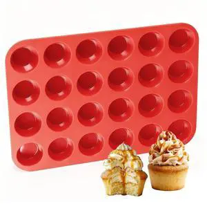 Silicone Muffin Pan Mini 24 Cups Cupcake Pan, Nonstick Food Grade Silicone Mold Baking Pan 1 Pack Silicone Muffin Pan Mini 24 Cups Cupcake Pan, Nonstick Food Grade Silicone Mold Baking Pan 1 Pack