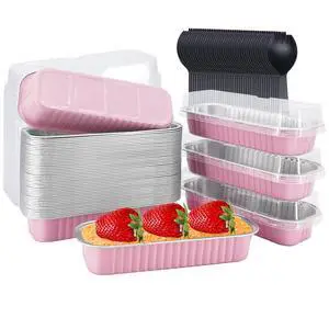 Mini Loaf Pans With Lids 50 Pack, 6.8oz Rectangle Aluminum Foil Baking Pans Tins Containers,Disposable Ramekins Baking Cups Muffin Tins Cupcake Cups For Mini Cake Bread Loaf -Pink Mini Loaf Pans With Lids 50 Pack, 6.8oz Rectangle Aluminum Foil Baking Pans Tins Containers,Disposable Ramekins Baking Cups Muffin Tins Cupcake Cups For Mini Cake Bread Loaf -Pink