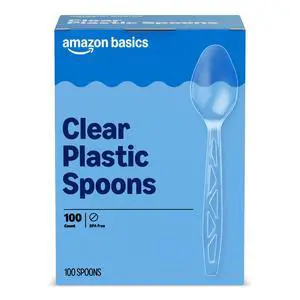 Disposable Clear Plastic Spoons, Premium Quality, 100 Count, Large Pack, Packaging May Vary Disposable Clear Plastic Spoons, Premium Quality, 100 Count, Large Pack, Packaging May Vary