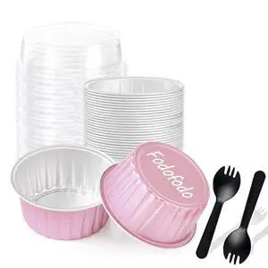 25PCS Round Mini Loaf Pans with Lids,Mini Cake Pans with Lids,Disposable Ramekins Baking Cups Muffin Tins Cupcake Cups for Birthday Party Wedding,5oz (Pink) 25PCS Round Mini Loaf Pans with Lids,Mini Cake Pans with Lids,Disposable Ramekins Baking Cups Muffin Tins Cupcake Cups for Birthday Party Wedding,5oz (Pink)