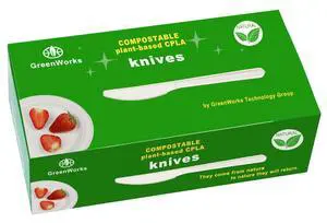 Compostable Knives,100 Count 7" Heavyweight Disposable Biobased Cutlery Knife Compostable Knives,100 Count 7" Heavyweight Disposable Biobased Cutlery Knife