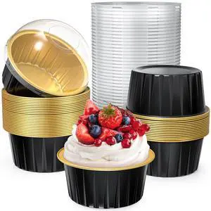 40 Pack 5 OZ Mini Cake Pans with Lids, Disposable Aluminum Foil Ramekins Muffin Tin, Round Brownie Pudding Cupcake Baking Cups, Mini Cake Containers Flan Molds for Wedding Birthday Party 40 Pack 5 OZ Mini Cake Pans with Lids, Disposable Aluminum Foil Ramekins Muffin Tin, Round Brownie Pudding Cupcake Baking Cups, Mini Cake Containers Flan Molds for Wedding Birthday Party