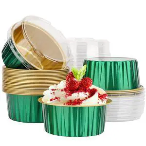 Baking Cups Disposable, 25Packs 5oz Foil Ramekins with Lids Mini Muffin Liners Containers, Dessert Cheesecake Pan Creme Brulee Cupcake Containers for Catering Gathering Club Wedding Party Baking Cups Disposable, 25Packs 5oz Foil Ramekins with Lids Mini Muffin Liners Containers, Dessert Cheesecake Pan Creme Brulee Cupcake Containers for Catering Gathering Club Wedding Party