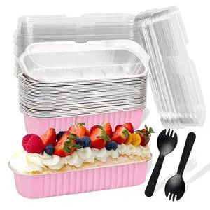 20PCS Rectangle Mini Loaf Pans With Lids,Mini Cake Pans with Lids,Disposable Ramekins Baking Cups Muffin Tins Cupcake Cups for Wedding Birthday Party,6.8ozPink 20PCS Rectangle Mini Loaf Pans With Lids,Mini Cake Pans with Lids,Disposable Ramekins Baking Cups Muffin Tins Cupcake Cups for Wedding Birthday Party,6.8ozPink