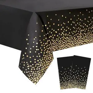 2 Packaging Black and Gold Plastic Tablecloth, 54 inch x108 inch Rectangular Disposable dot Party Table Cover, Suitable for Birthday, Graduation, Restaurant, Wedding Decoration Tablecloth 2 Packaging Black and Gold Plastic Tablecloth, 54 inch x108 inch Rectangular Disposable dot Party Table Cover, Suitable for Birthday, Graduation, Restaurant, Wedding Decoration Tablecloth