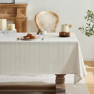 Linen Checked Rectangle Table Cloth 52x70 Inch Ivory Linen Checked Rectangle Table Cloth 52x70 Inch Ivory