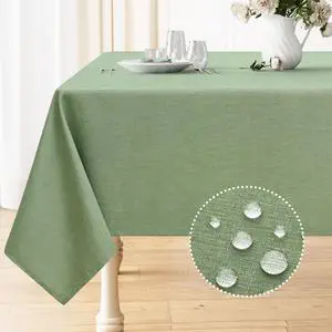 Rectangle Table Cloth Linen Textured, Waterproof Spillproof Anti-Wrinkle Burlap Tablecloth, Washable Decorative Fabric Table Cover for Dining, Party, Banquet, 52 x 70 Inch, Sage Green Rectangle Table Cloth Linen Textured, Waterproof Spillproof Anti-Wrinkle Burlap Tablecloth, Washable Decorative Fabric Table Cover for Dining, Party, Banquet, 52 x 70 Inch, Sage Green