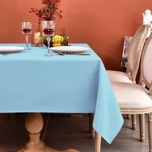 Baby Blue 210 GSM Water & Stain Resistant Square Tablecloth - Solid 54 x 54 Inch Rectangle Table Cloth Cover in Wrinkle Free Washable Wipe Clean Polyester Fabric for Wedding, Party, Banquet Baby Blue 210 GSM Water & Stain Resistant Square Tablecloth - Solid 54 x 54 Inch Rectangle Table Cloth Cover in Wrinkle Free Washable Wipe Clean Polyester Fabric for Wedding, Party, Banquet