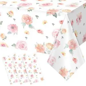 3 Pcs Spring Floral Tablecloth, Pink Wildflower Plastic Disposable Tablecloth Rectangle Table Covers for Easter, Birthday, Wedding, Baby Shower, Tea Party and Mothers Day Decorations,54 x 108 Inch 3 Pcs Spring Floral Tablecloth, Pink Wildflower Plastic Disposable Tablecloth Rectangle Table Covers for Easter, Birthday, Wedding, Baby Shower, Tea Party and Mothers Day Decorations,54 x 108 Inch