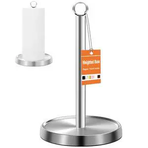 Paper Towel Holder Countertop, Stainless Steel, Weighted Non-Slip Base, Fits Standard and Jumbo Rolls, Freestanding Paper Towel Stand for Kitchen Bathroom Decor, Silver Paper Towel Holder Countertop, Stainless Steel, Weighted Non-Slip Base, Fits Standard and Jumbo Rolls, Freestanding Paper Towel Stand for Kitchen Bathroom Decor, Silver