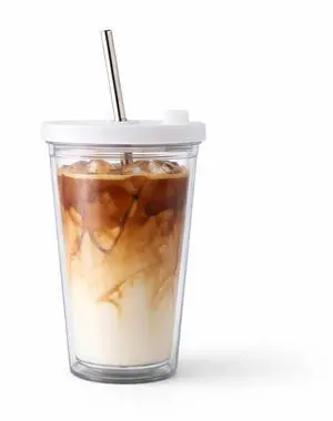 Reusable Iced Coffee Cup 16 Oz, Leakproof Iced Coffee Tumbler, Clear Plastic Tumbler with Lid and Straw, Double Wall Insulated, BPA-Free, No Sweat, for Hot and Cold Drinks Reusable Iced Coffee Cup 16 Oz, Leakproof Iced Coffee Tumbler, Clear Plastic Tumbler with Lid and Straw, Double Wall Insulated, BPA-Free, No Sweat, for Hot and Cold Drinks
