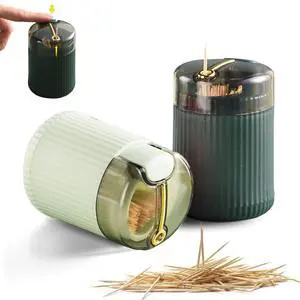 Automatic Toothpick Dispenser Holder with Toothpicks, Pop Up Toothpick Dispenser - Christmas Decoration (Dark Green + Light Green) Automatic Toothpick Dispenser Holder with Toothpicks, Pop Up Toothpick Dispenser - Christmas Decoration (Dark Green + Light Green)