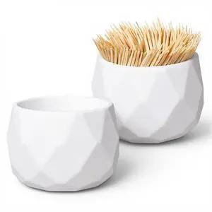 Toothpick Holder Dispenser, 2 Pcs Simple Plastic Cocktail Pick Holder Cute Toothpick Holders Decorative for Table Home Kitchen Restaurant Parties Elegant Home Decor, White (Toothpicks Not Included) Toothpick Holder Dispenser, 2 Pcs Simple Plastic Cocktail Pick Holder Cute Toothpick Holders Decorative for Table Home Kitchen Restaurant Parties Elegant Home Decor, White (Toothpicks Not Included)