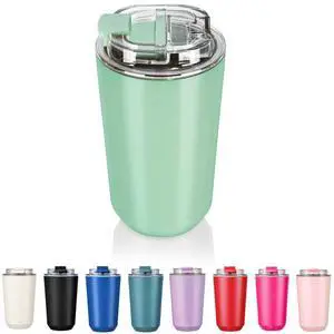 Insulated Tumblers with Lid, 14 oz Travel Coffee Mug Stainless Steel Vacuum Cup, Leak Proof Reusable Double Walled Coffee Tumbler for Iced and Hot Drinks, Green Insulated Tumblers with Lid, 14 oz Travel Coffee Mug Stainless Steel Vacuum Cup, Leak Proof Reusable Double Walled Coffee Tumbler for Iced and Hot Drinks, Green