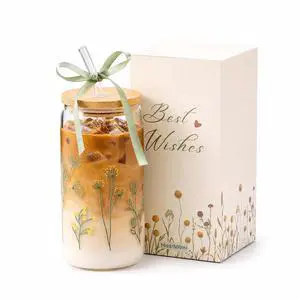 Floral Gifts for Women, Flower Glass Cup with Lid and Straw, Aesthetic Wildflower Iced Coffee Drinking Cup Tumbler stuff for Women Mom Anniversary Birthday Thanksgiving 16oz Floral Gifts for Women, Flower Glass Cup with Lid and Straw, Aesthetic Wildflower Iced Coffee Drinking Cup Tumbler stuff for Women Mom Anniversary Birthday Thanksgiving 16oz