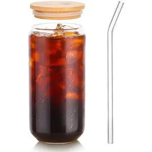 1 Pack Glass Cup, 16oz Drinking Glass with Bamboo Lid and Straw, Beer Tumbler for Mojito Soda Smoothies Whiskey Iced Coffee Cocktail Tea Juice 1 Pack Glass Cup, 16oz Drinking Glass with Bamboo Lid and Straw, Beer Tumbler for Mojito Soda Smoothies Whiskey Iced Coffee Cocktail Tea Juice