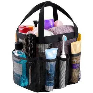Mesh Shower Caddy Portable for College Dorm Room Essentials with 7 Pockets, Freestanding Hanging Organizer Basket, Quick Dry Tote Bag for Camping, Bathroom, Beach, Travel, 1 Pack, Black Mesh Shower Caddy Portable for College Dorm Room Essentials with 7 Pockets, Freestanding Hanging Organizer Basket, Quick Dry Tote Bag for Camping, Bathroom, Beach, Travel, 1 Pack, Black