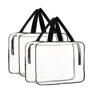 2-Piece Large Clear Makeup Cosmetic Organizer Bag, Plastic Tote Bags, Waterproof Transparent Handbag Purse 2-Piece Large Clear Makeup Cosmetic Organizer Bag, Plastic Tote Bags, Waterproof Transparent Handbag Purse