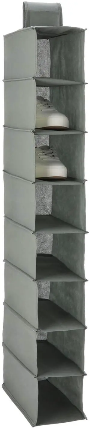 8-Tier Hanging Closet Shelf Shoe Organizer, Space Saving Storage, Foldable, 11.5 x 41 x 5.5 in, Dark Grey 8-Tier Hanging Closet Shelf Shoe Organizer, Space Saving Storage, Foldable, 11.5 x 41 x 5.5 in, Dark Grey