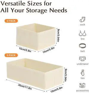 Drawer Organizers for Clothing, Set of 8 Fabric Closet Organizers and Storage, Dresser Organizers, Drawer Dividers for Baby Clothes, Socks, Belt, Tie (Beige) Drawer Organizers for Clothing, Set of 8 Fabric Closet Organizers and Storage, Dresser Organizers, Drawer Dividers for Baby Clothes, Socks, Belt, Tie (Beige)