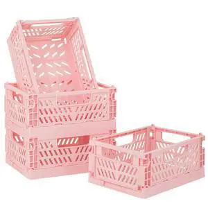 4-Pack Pink Baskets Plastic Storage Crate Small Baskets for Organizing Collapsible Storage Crates for Desk Organizers,Stackable Cute Storage Bins for Classroom,Office,Bathroom 5.9"x 3.9" x 2.3" 4-Pack Pink Baskets Plastic Storage Crate Small Baskets for Organizing Collapsible Storage Crates for Desk Organizers,Stackable Cute Storage Bins for Classroom,Office,Bathroom 5.9"x 3.9" x 2.3"